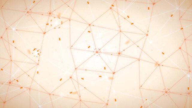 Tech startup orange geometric plexus connected dot line network