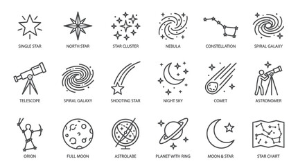 Astronomy and outer space line icons © ULFAITA