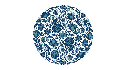 Blue floral pattern design element. © Andre