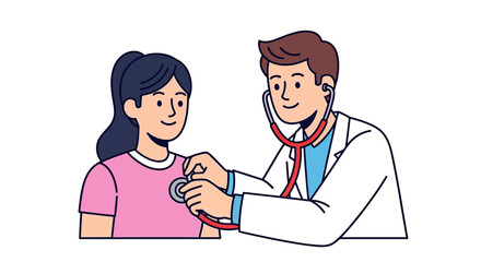 Obraz premium Doctor checking patient with stethoscope.