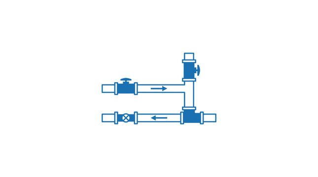 Industrial Plumbing System Diagram with Valves and Flow Arrows