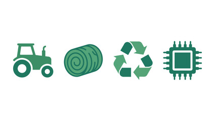 Green icons representing eco friendly technology and farming tools © prodip
