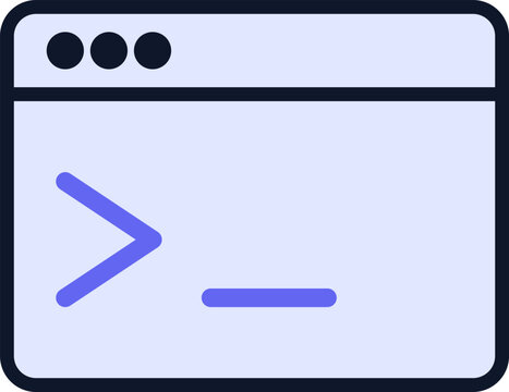 Minimalist terminal window icon representing computer coding command line interface and software development technology illustration