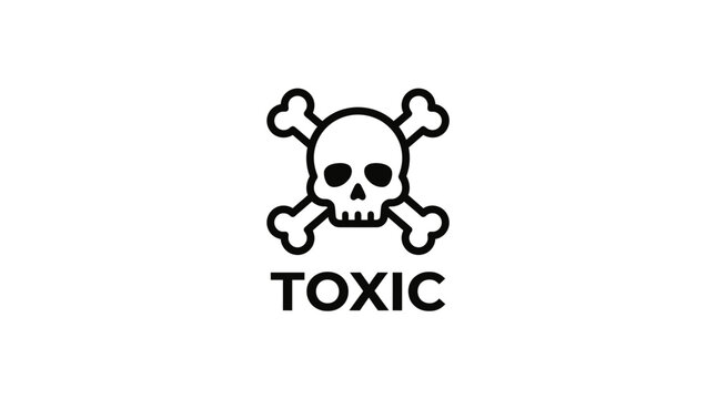 Black skull and crossbones icon with toxic text.