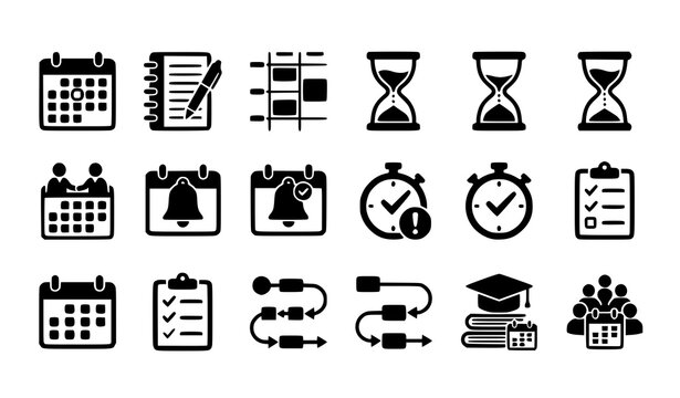Calendar Deadline And Timetable Glyph Icon Pack