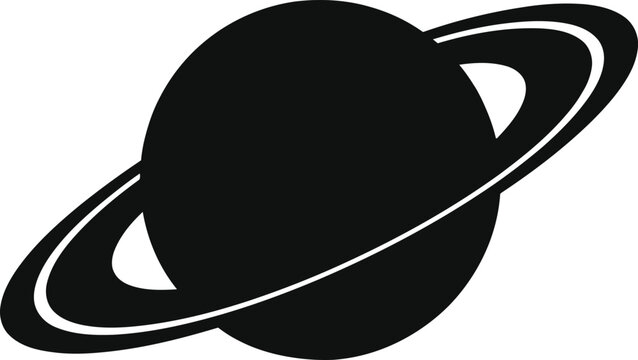 Sleek and simple silhouette of Saturn with its distinct rings, designed as a futuristic celestial emblem or a contemporary space-themed logo