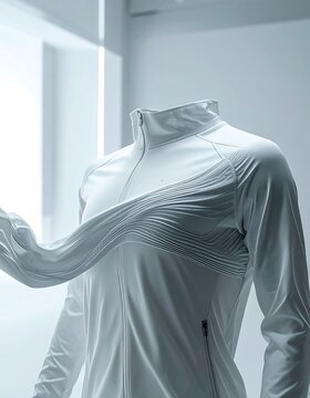 Climate Adaptive Performance Jacket Mockup, Smart Textile and Wearable Technology Concept
