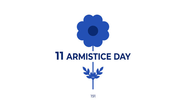 Armistice Day blue flower logo for November 11 remembrance.