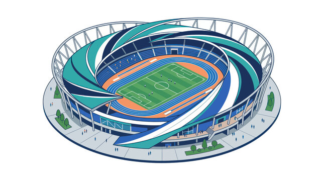 Modern Stadium Arena, Sports Venue, Athletic Track, Football Field, Outdoor Architecture, Competition