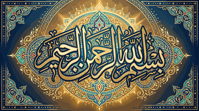Intricate Islamic Calligraphy with Ornate Geometric Design