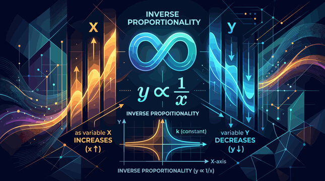 Mathematical Concept of Inverse Proportionality with Infinity Symbol Illustration