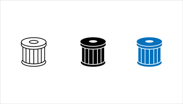 Clean outline icon of an industrial cable reel spool. Ideal for electrical equipment, cable management, wire storage, construction, engineering, utility services, and industrial applications. Editable