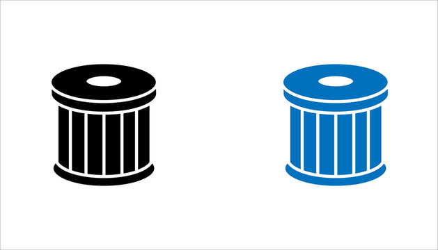 Clean outline icon of an industrial cable reel spool. Ideal for electrical equipment, cable management, wire storage, construction, engineering, utility services, and industrial applications. Editable