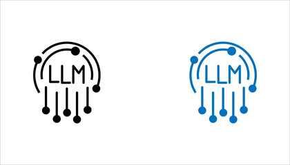 Modern line icon representing Large Language Models (LLM) and artificial intelligence technology. Ideal for AI applications, machine learning, neural networks, automation, and digital innovation conce © bang