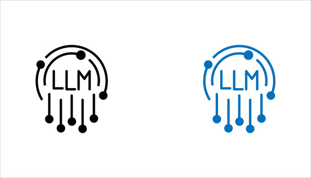 Modern line icon representing Large Language Models (LLM) and artificial intelligence technology. Ideal for AI applications, machine learning, neural networks, automation, and digital innovation conce