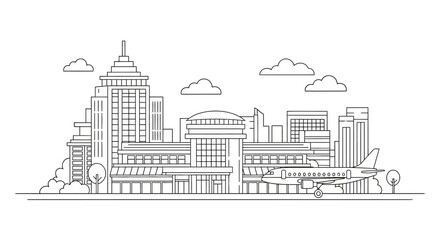 Fototapeta premium City skyline with tall buildings.