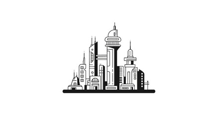 Fototapeta premium City Skyline with Tall Buildings.