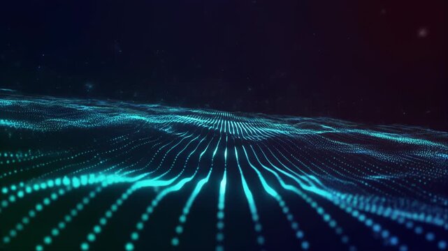 Futuristic glowing blue digital network background with radiant lines and dots, abstract technology concept, dark gradient, neon light trails, cyberpunk aesthetic, high-tech wallpaper