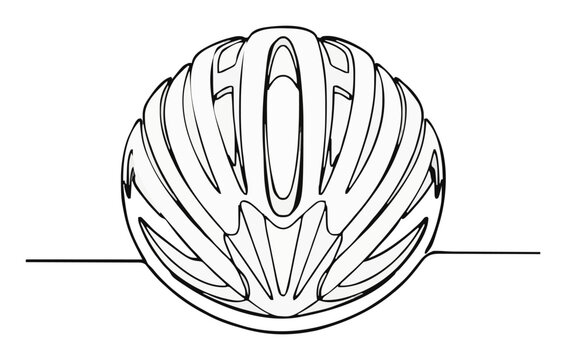 Smart bicycle helmet front view line-art vector icon. Generative AI