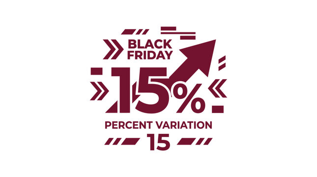 Black Friday 15 percent discount graphic with upward arrow