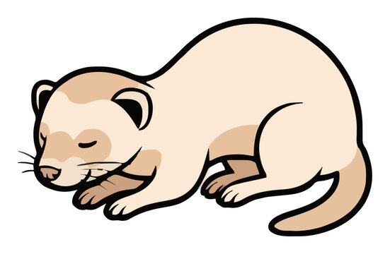 Sleeping domestic ferret isometric vector illustrati.... Generative AI