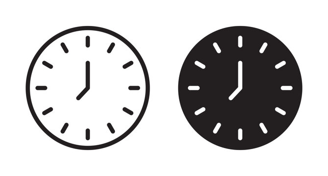 Clock vector icon logo or illustration