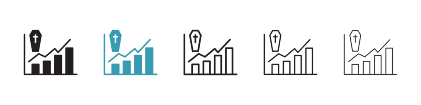 Death rate growth vector icon logo or illustration