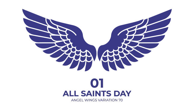 Blue angel wings icon for All Saints Day.