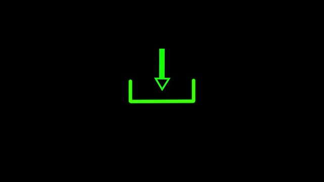 Simple white outline download icon with an arrow pointing down into a box on 