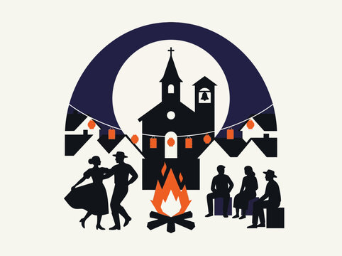 Festa Junina Brazilian Folk Festival Celebration Silhouette Illustration