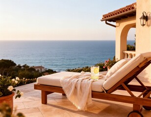 Obraz premium Relaxing Ocean View Lounging Scene