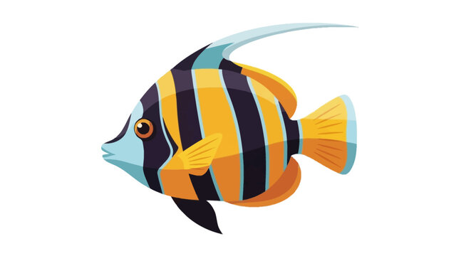 Colorful Yellow Black Striped Tropical Fish.