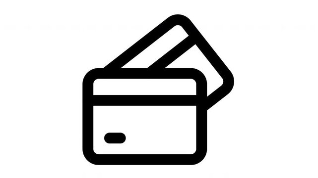 debit card animated Line Icons Premium 4K, Modern Minimal Outline Motion Graphics Collection