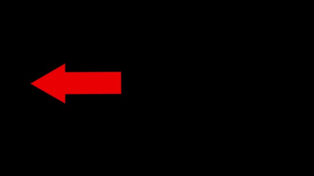 red arrow black background. direction symbol indicating back or previous page.