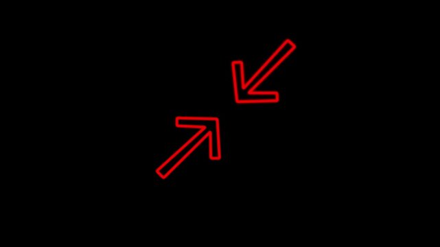 red color face to face arrow icon animation on black background
