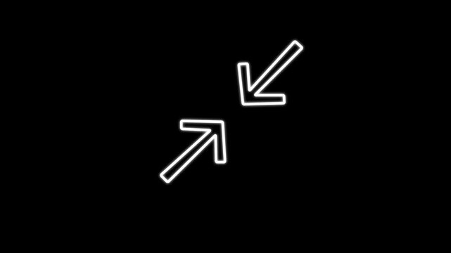 white color face to face arrow icon animation on black background