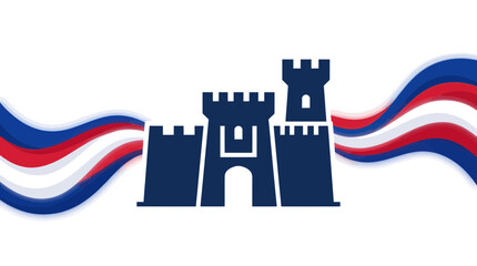 Fortress Castle Emblem with Waving Stripes © Yunan