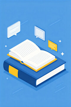 Reading Learning 2.5D Isometric Vertical Illustration