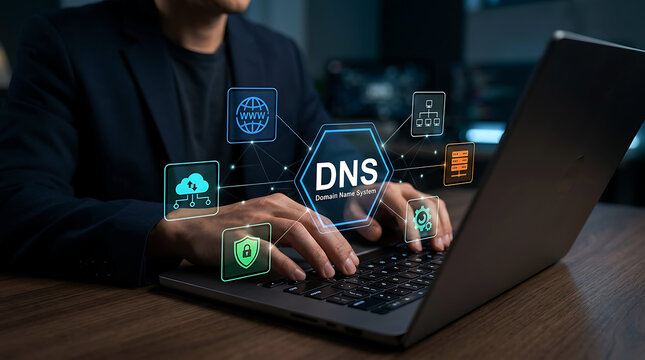 DNS Domain Name System Infrastructure Network Security Technology Concept