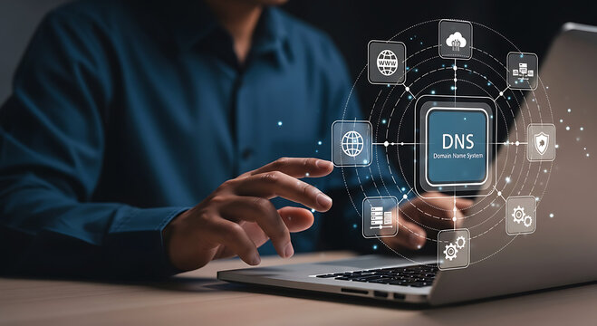 DNS Domain Name System Technology Network Security Management Concept