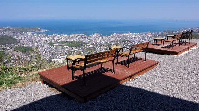 天狗桜展望台と小樽市街地