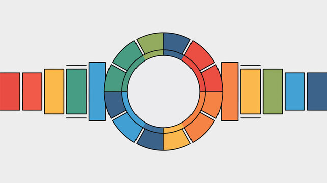 Colorful circular chart shows a global data progression with ample space for branding.