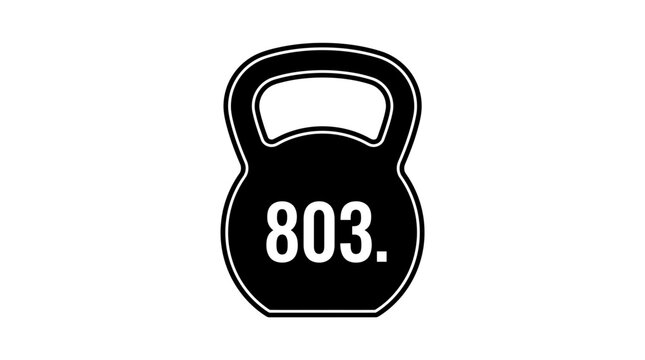 Black kettlebell icon with number 803 for fitness branding.