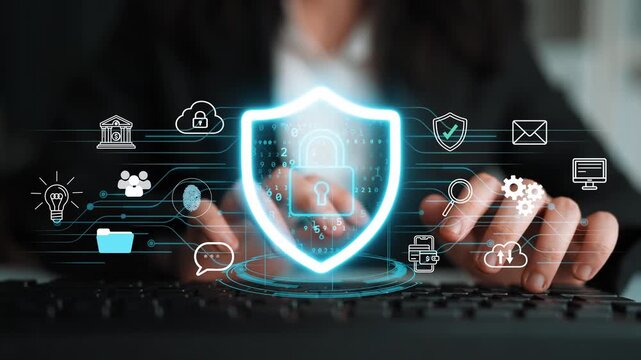 Digital Security Concept with Lock Symbol and Data Protection Icons Representing Cybersecurity Services and Technology Solutions in Modern Office Environment. Entropy.