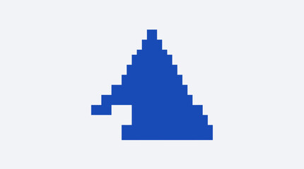 Fototapeta premium Blue pixel art mountain or stair abstract shape.