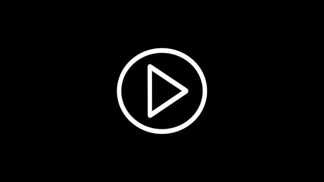 Minimalist white video play button icon