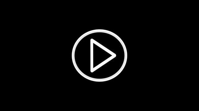 Minimalist white video play button icon
