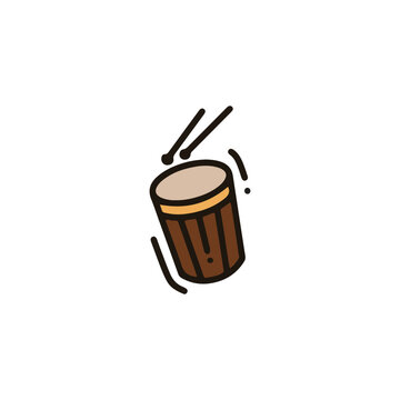 Bedug Traditional Indonesian Islamic Drum Cartoon Illustration