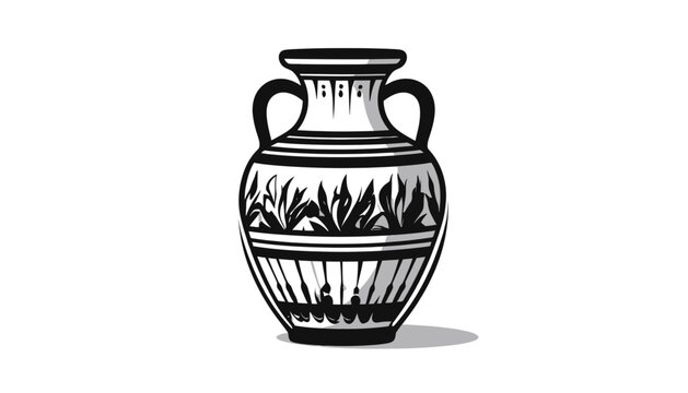 Black and white ancient clay vase.