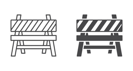 Obraz na płótnie Canvas Construction road barrier icon set in outline and solid style. Vector illustration